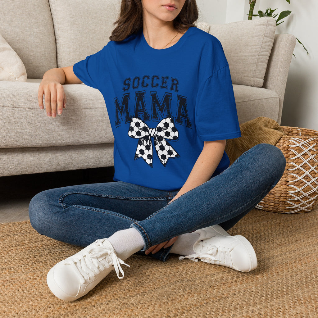 Sports Mom Tee, Soccer Ball Bow Design