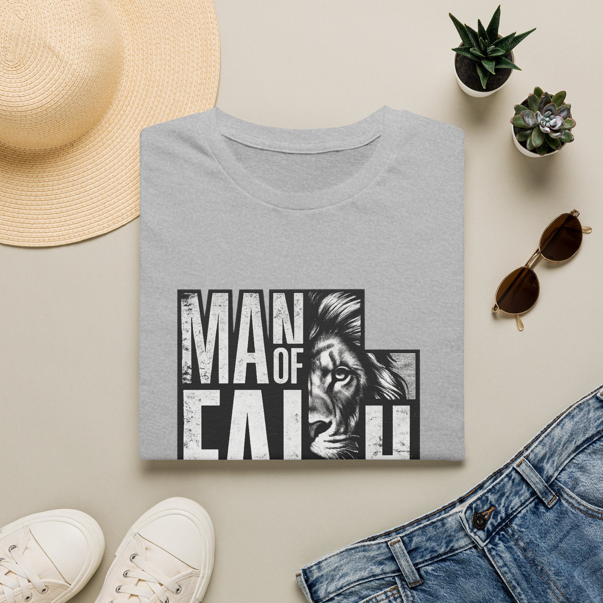 Man of Faith lion graphic T-Shirt