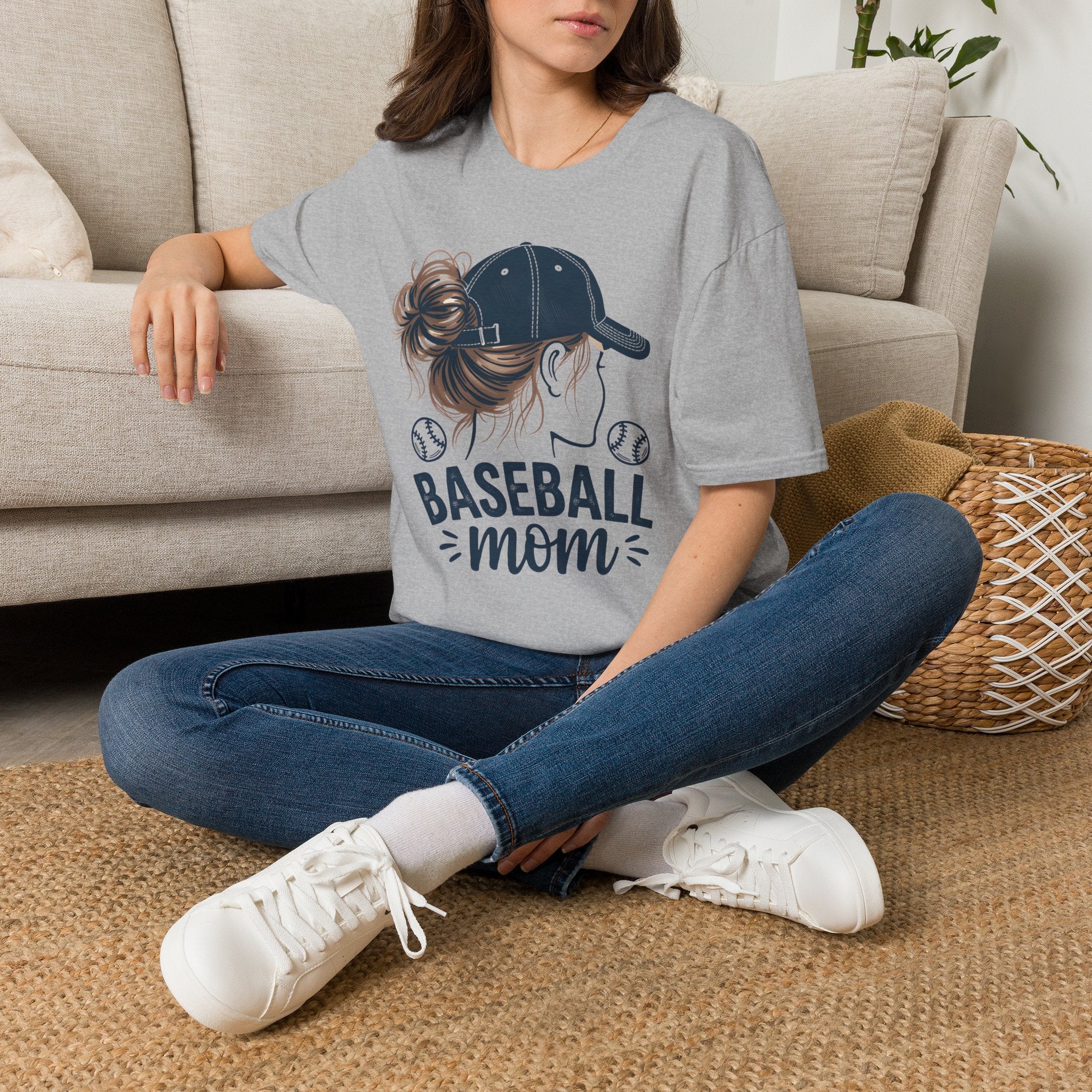 Baseball Mom Messy Bun T-Shirt