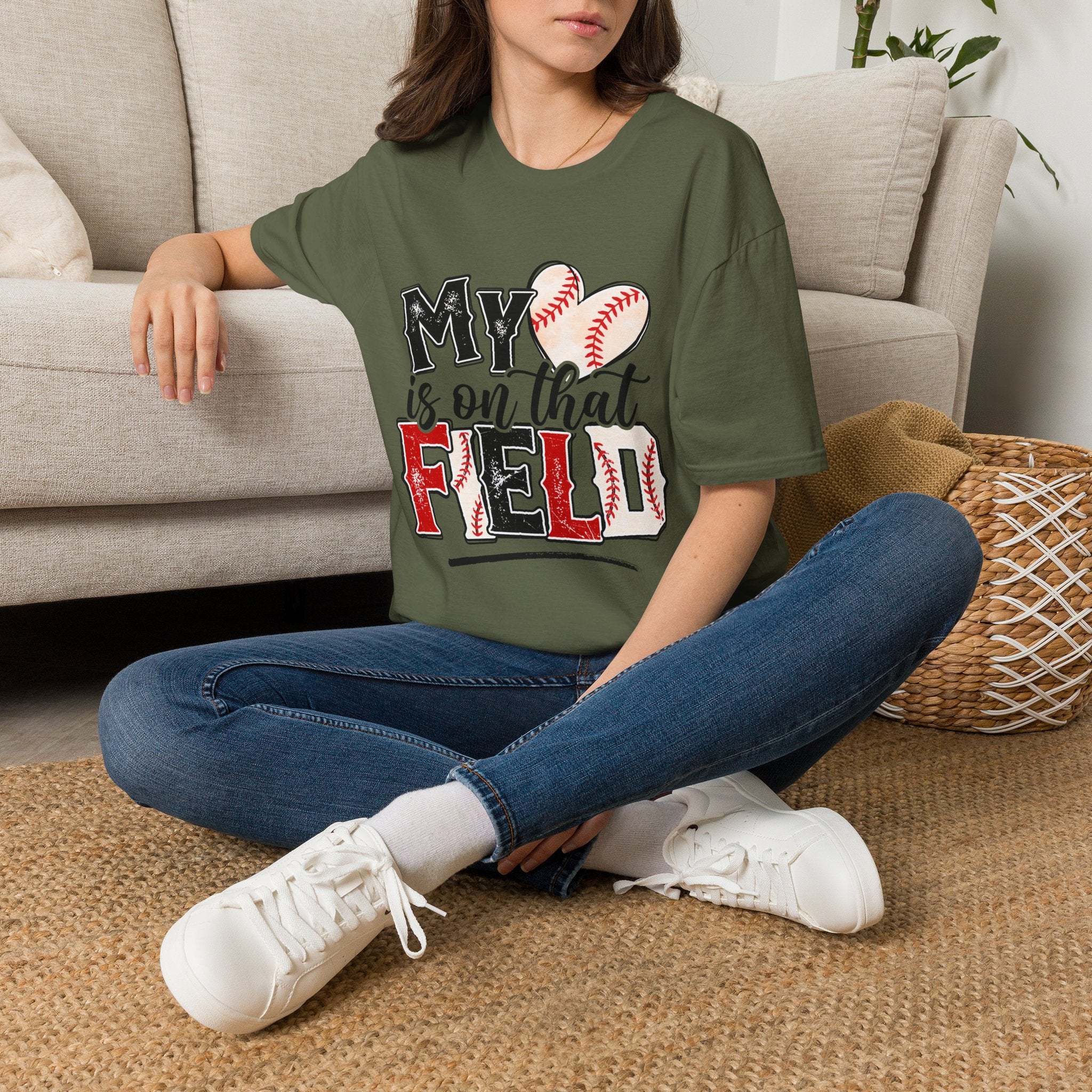 My Heart is on That Field  Baseball T-Shirt