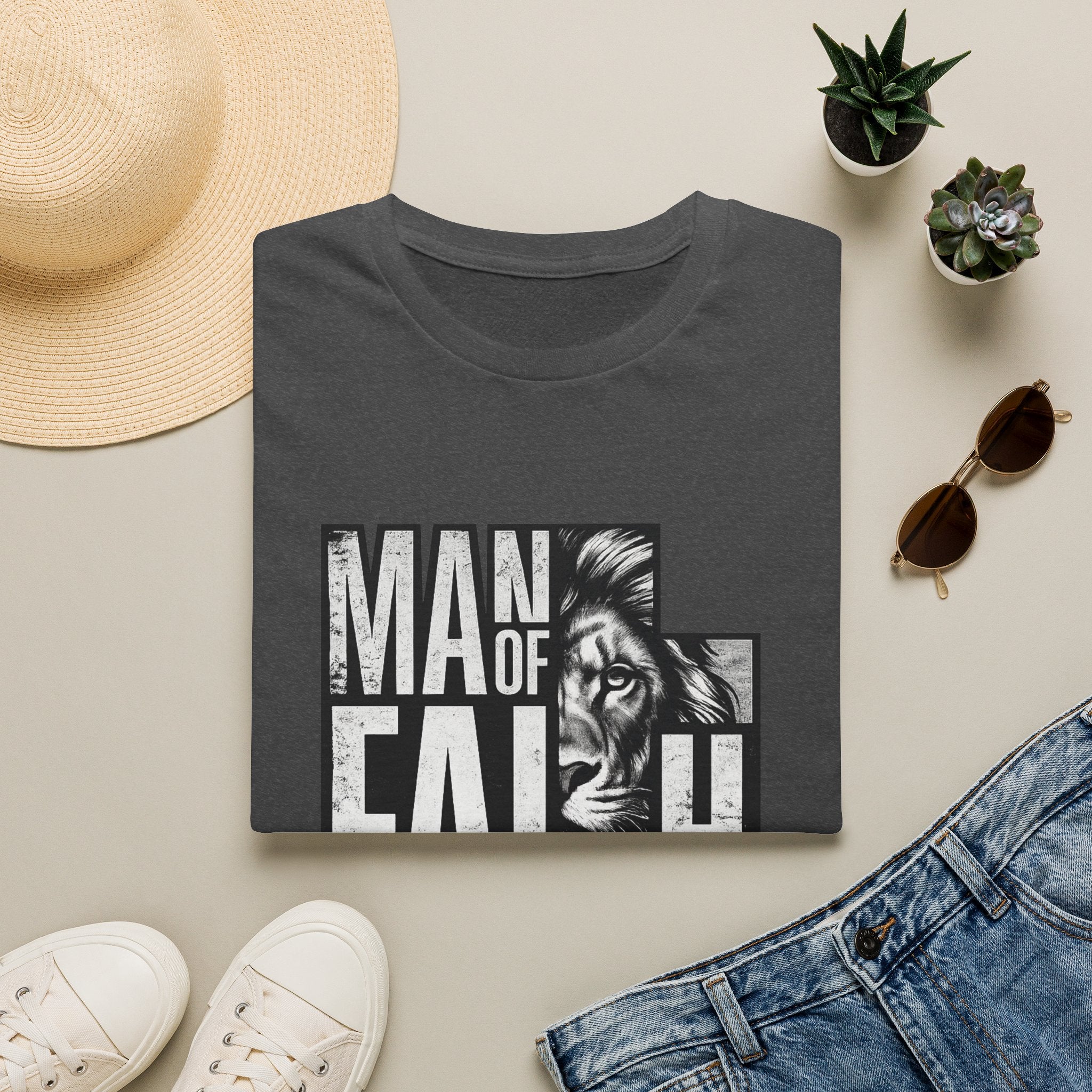 Man of Faith lion graphic T-Shirt