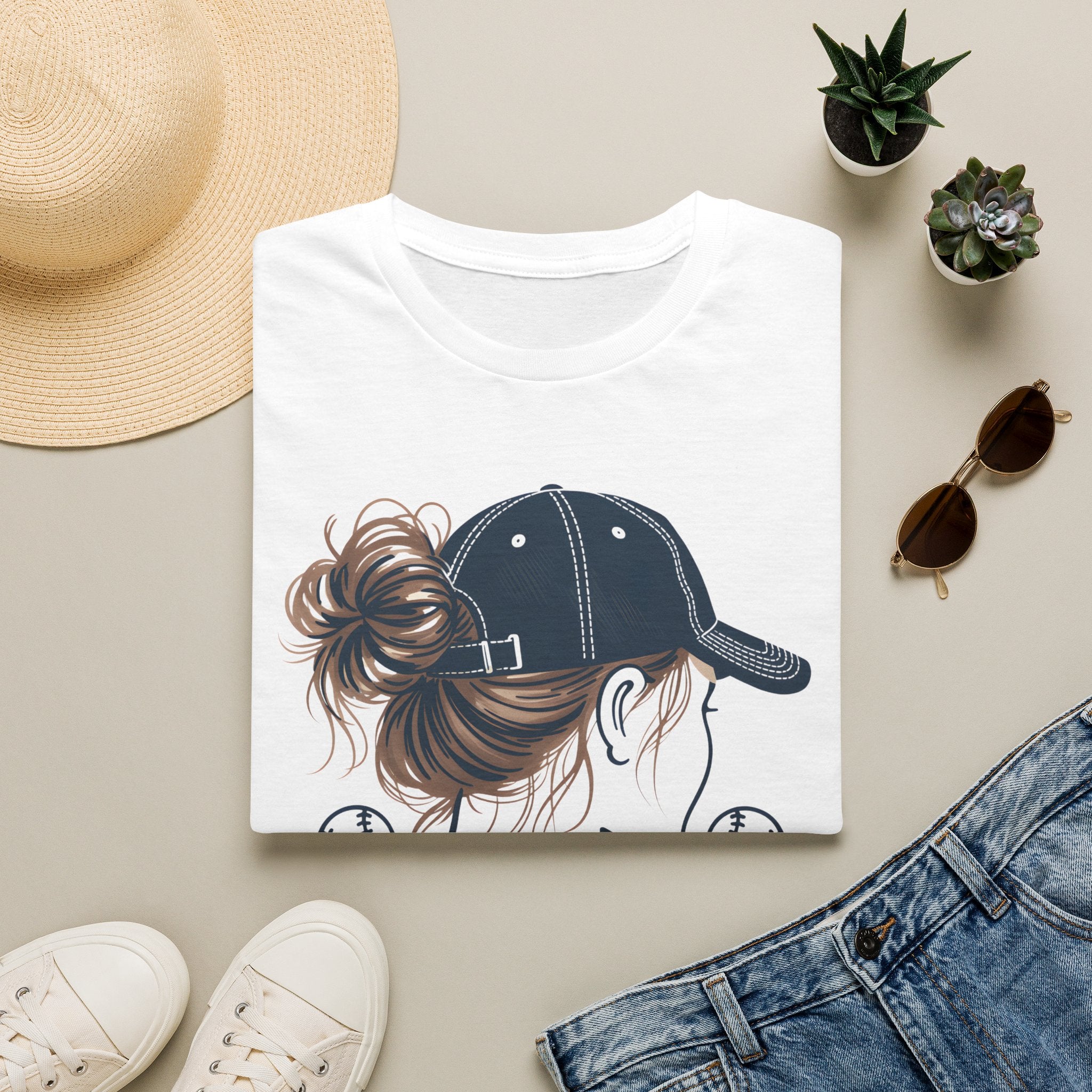 Baseball Mom Messy Bun T-Shirt