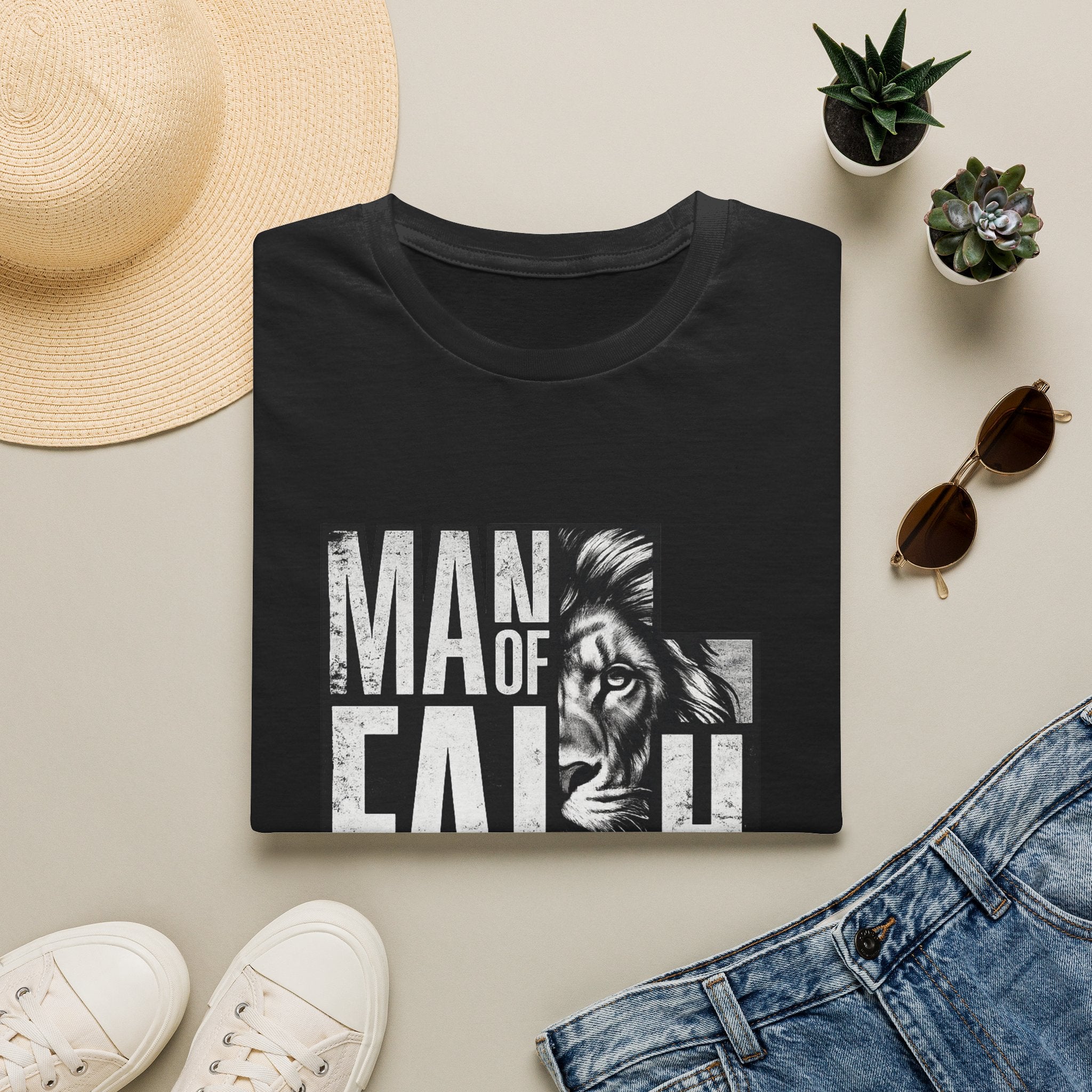 Man of Faith lion graphic T-Shirt