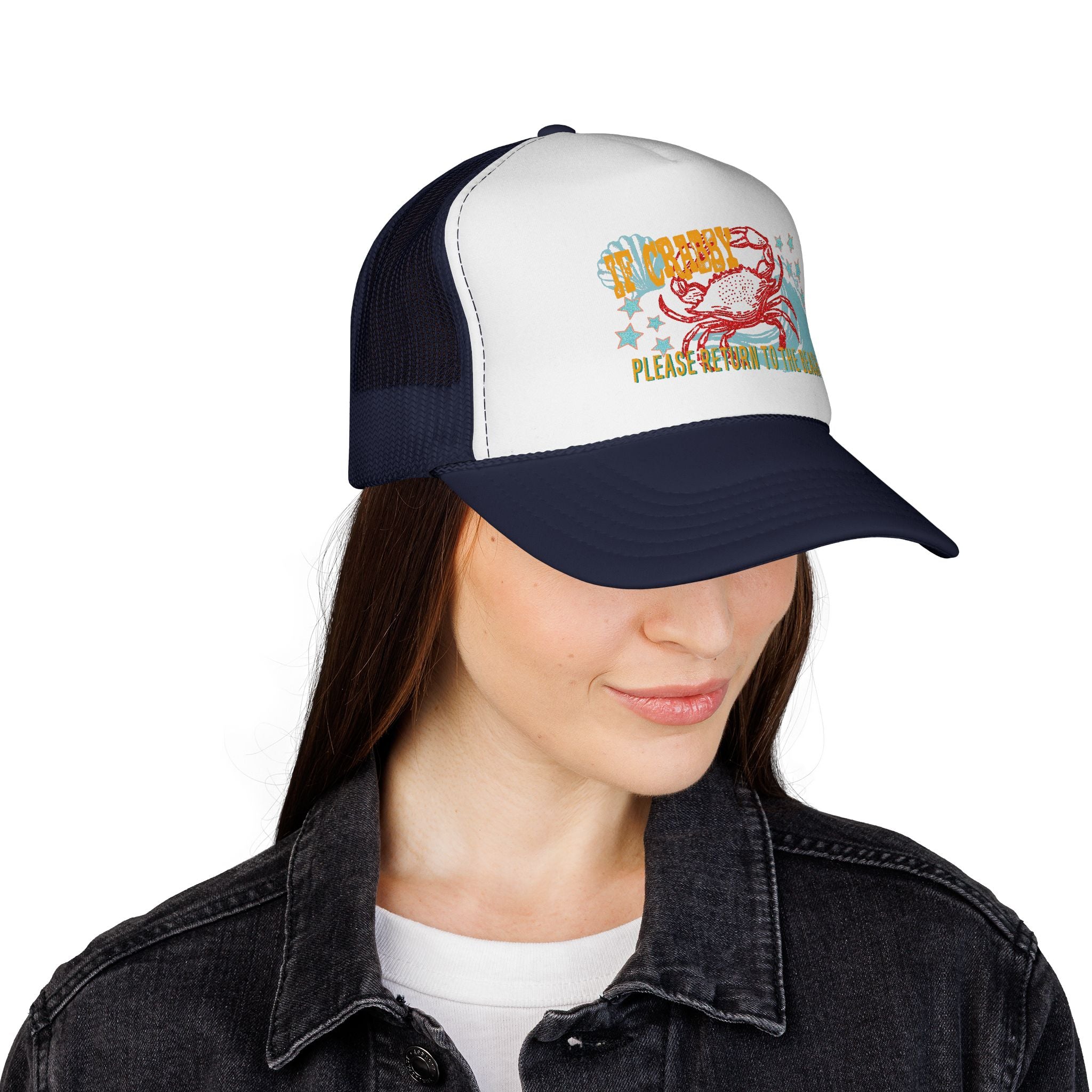 If Crabby Please Return to Beach Trucker Mesh Hat