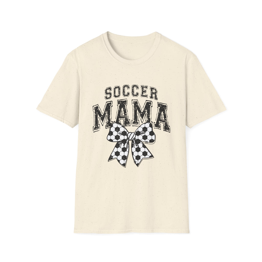Sports Mom Tee, Soccer Ball Bow Design