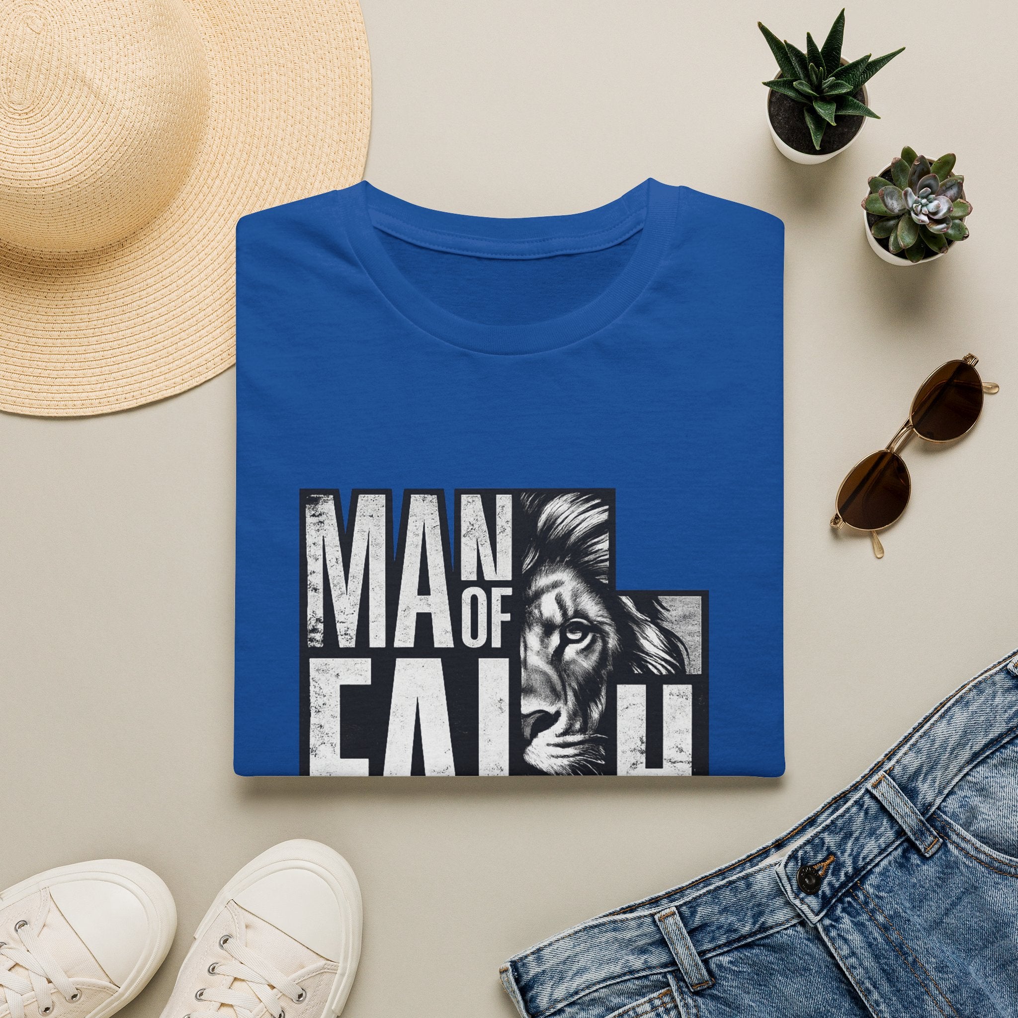 Man of Faith lion graphic T-Shirt