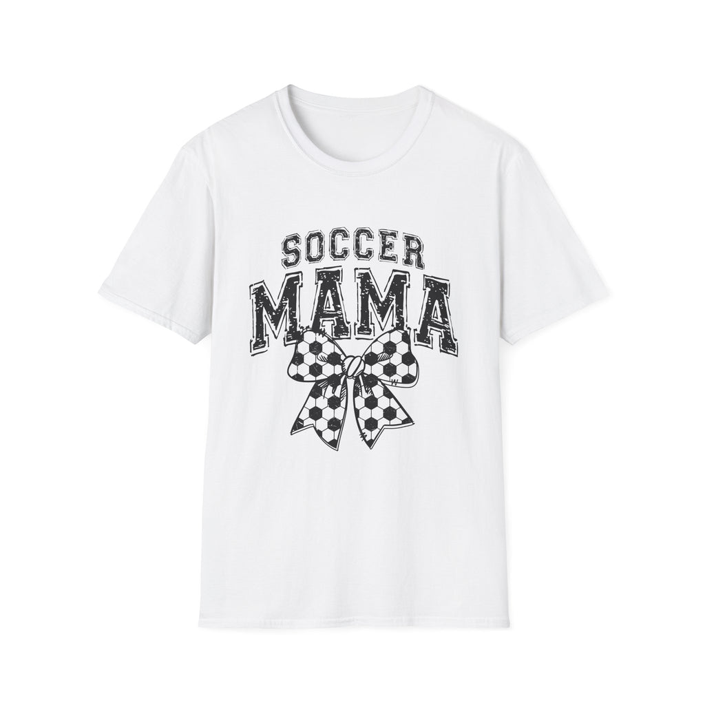 Sports Mom Tee, Soccer Ball Bow Design
