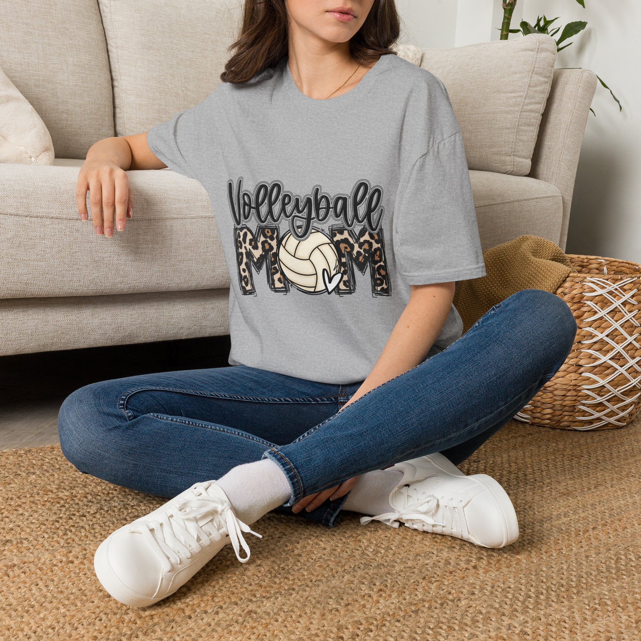 Leopard Print Volleyball Mom T-Shirt