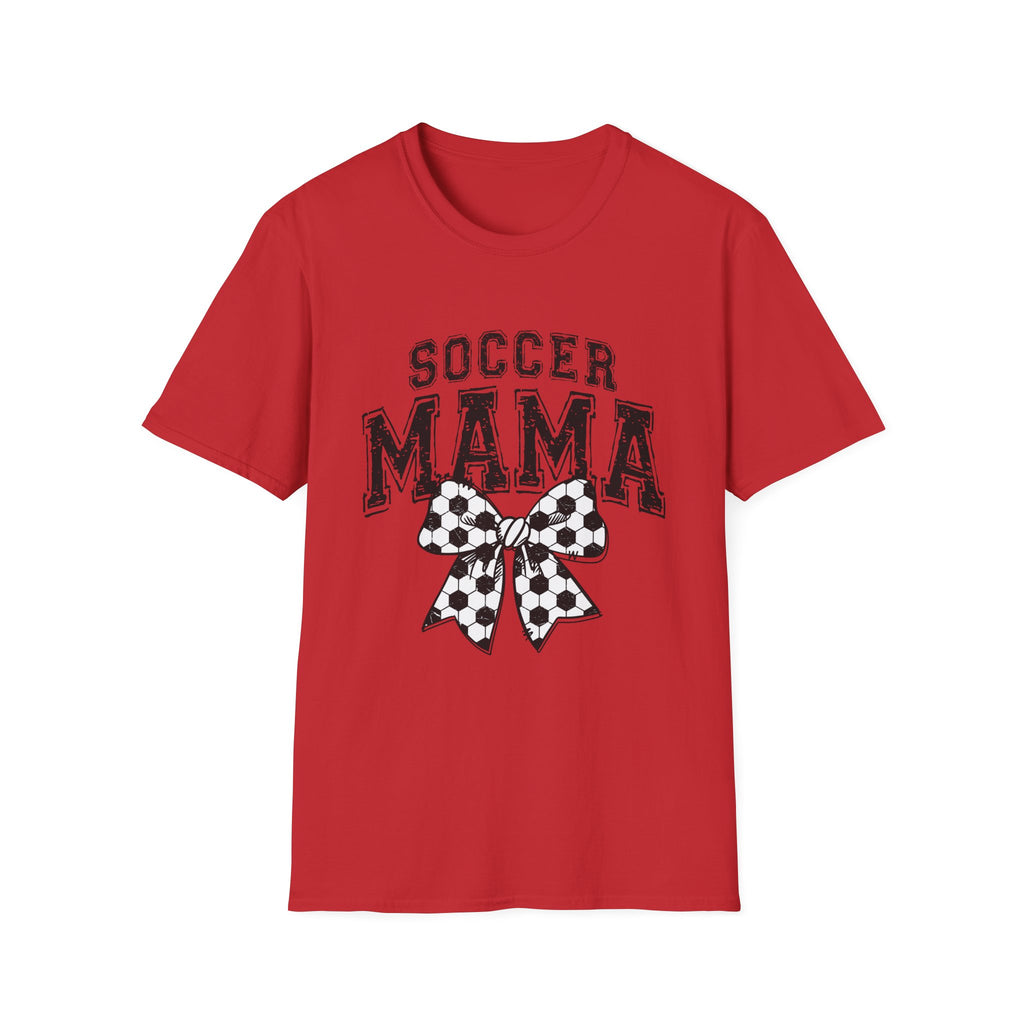 Sports Mom Tee, Soccer Ball Bow Design