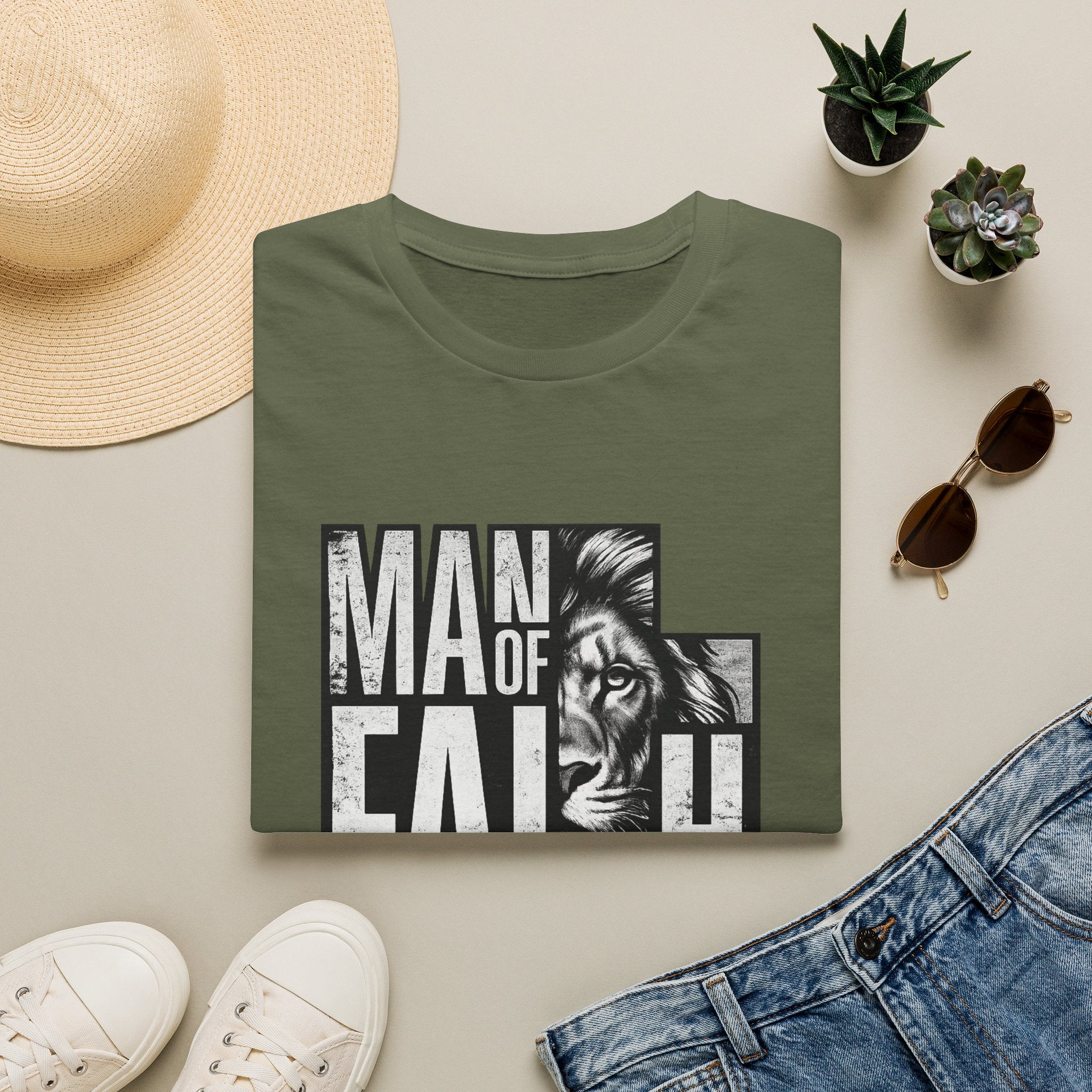 Man of Faith lion graphic T-Shirt