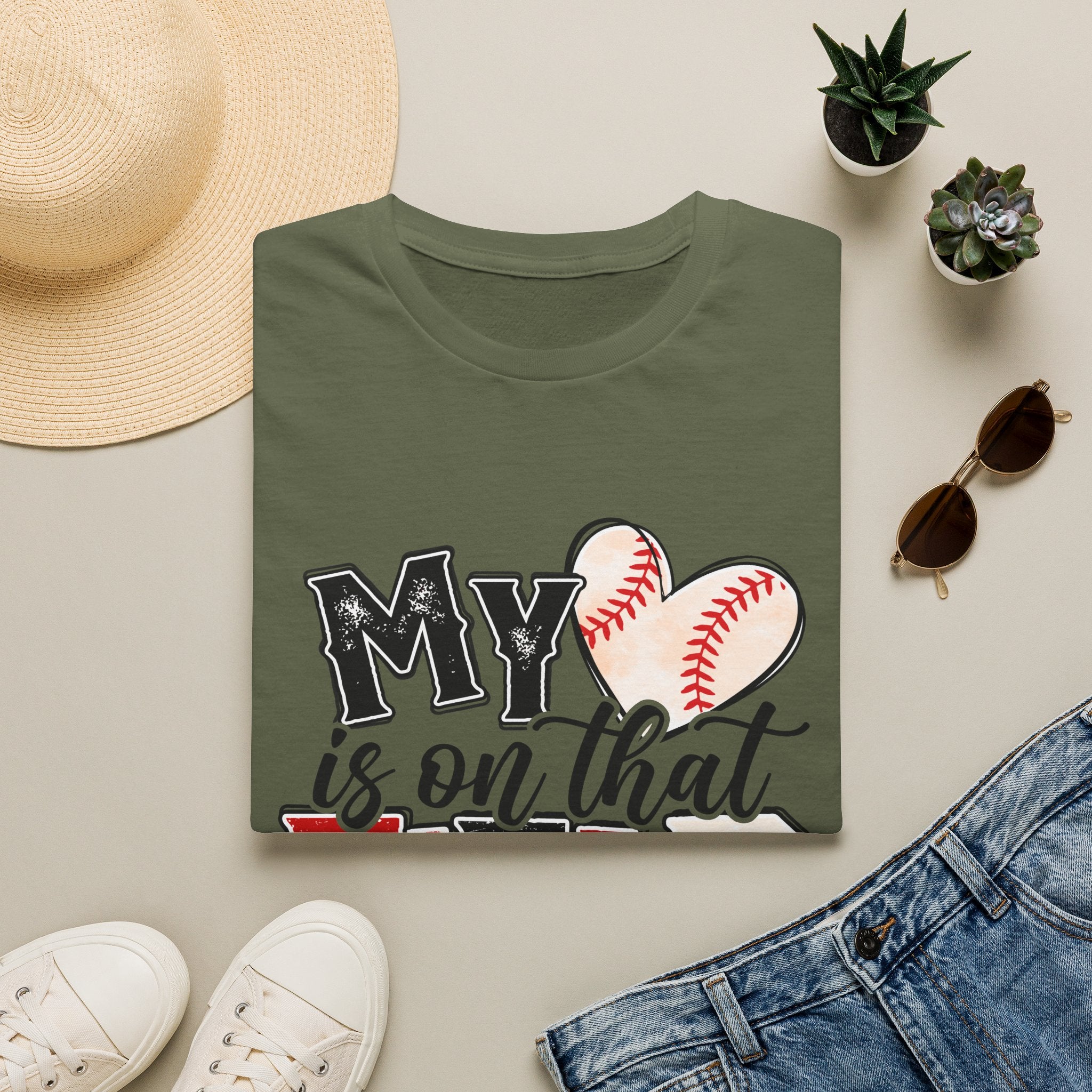 My Heart is on That Field  Baseball T-Shirt