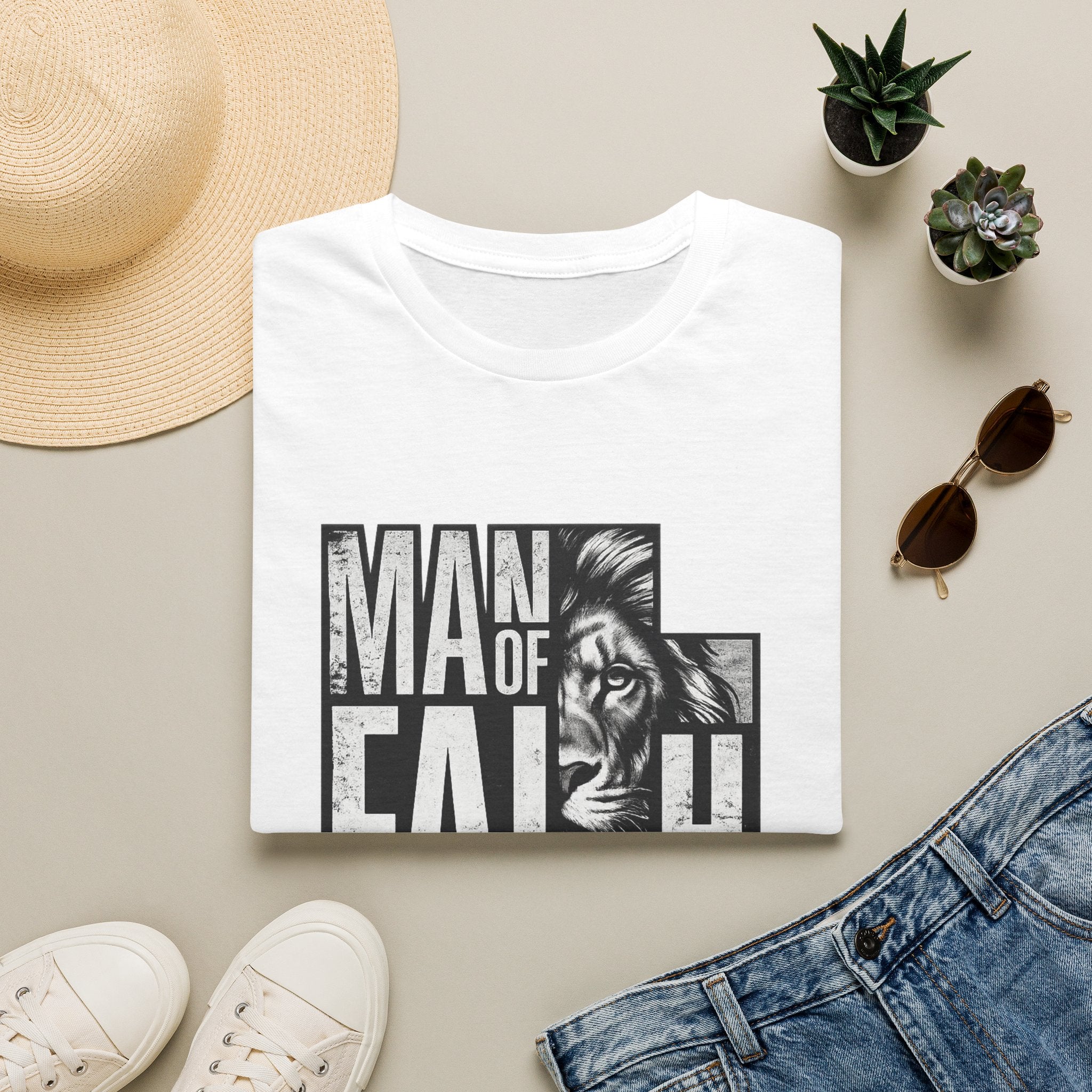 Man of Faith lion graphic T-Shirt