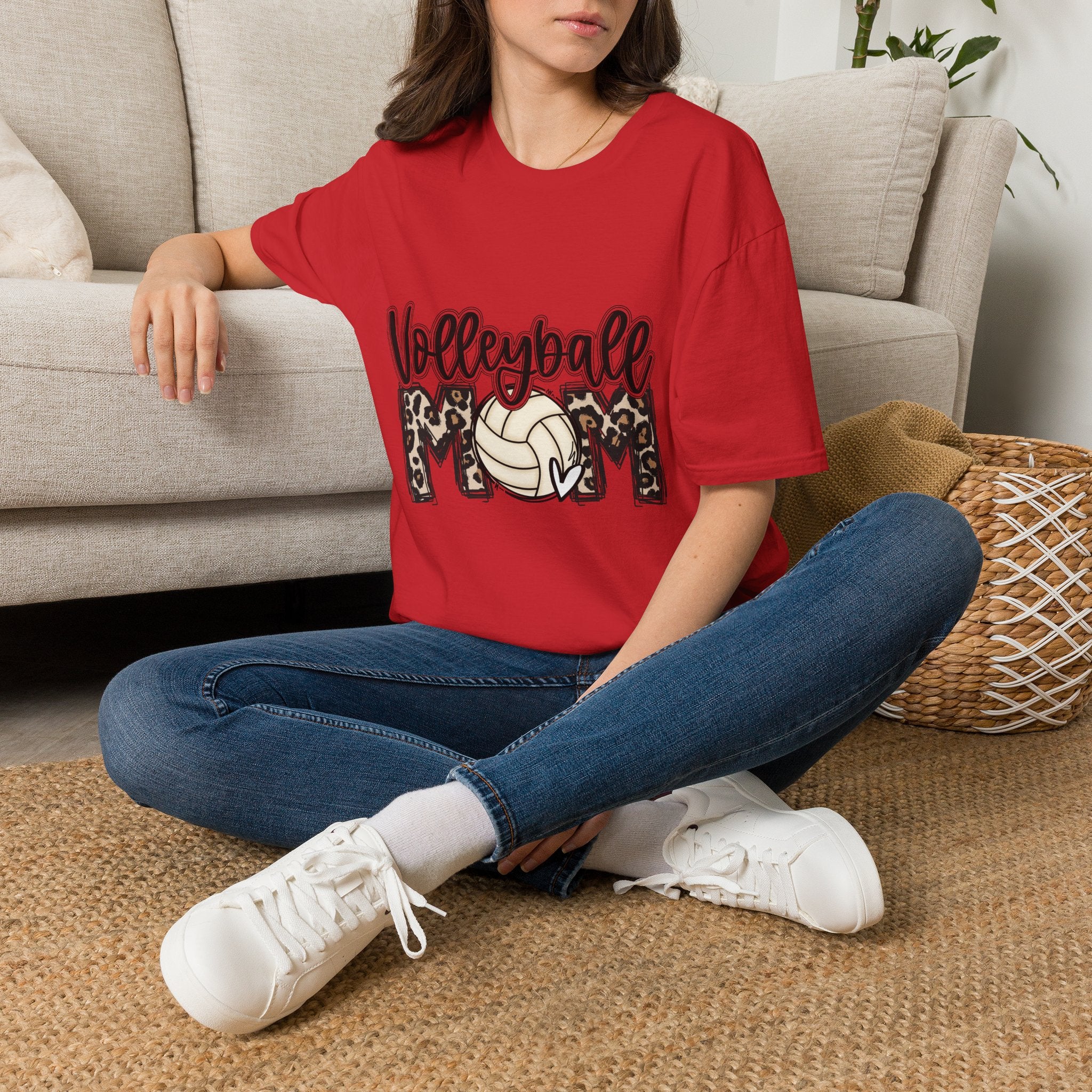 Leopard Print Volleyball Mom T-Shirt