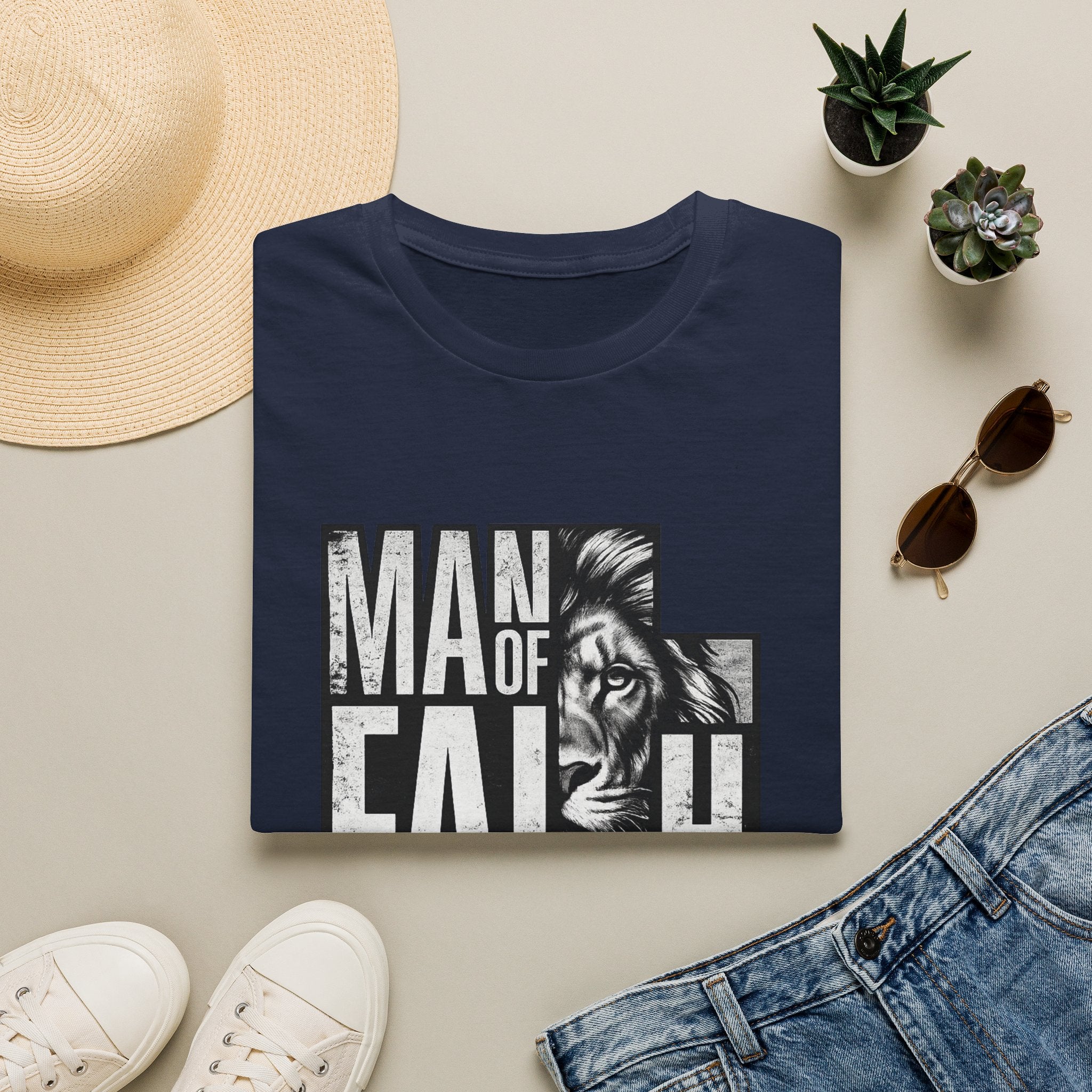 Man of Faith lion graphic T-Shirt