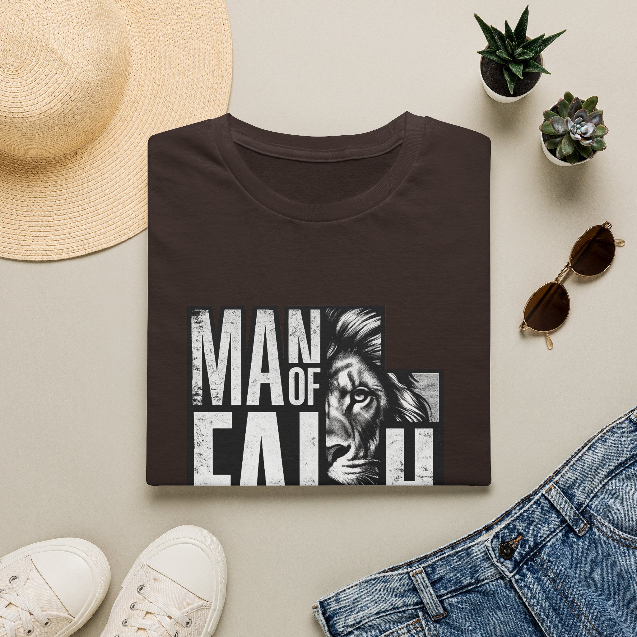 Man of Faith lion graphic T-Shirt