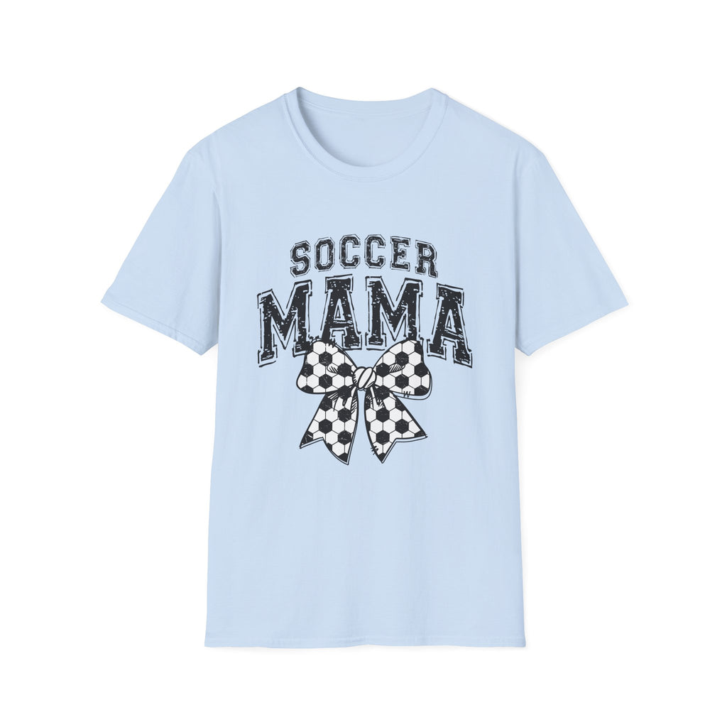 Sports Mom Tee, Soccer Ball Bow Design