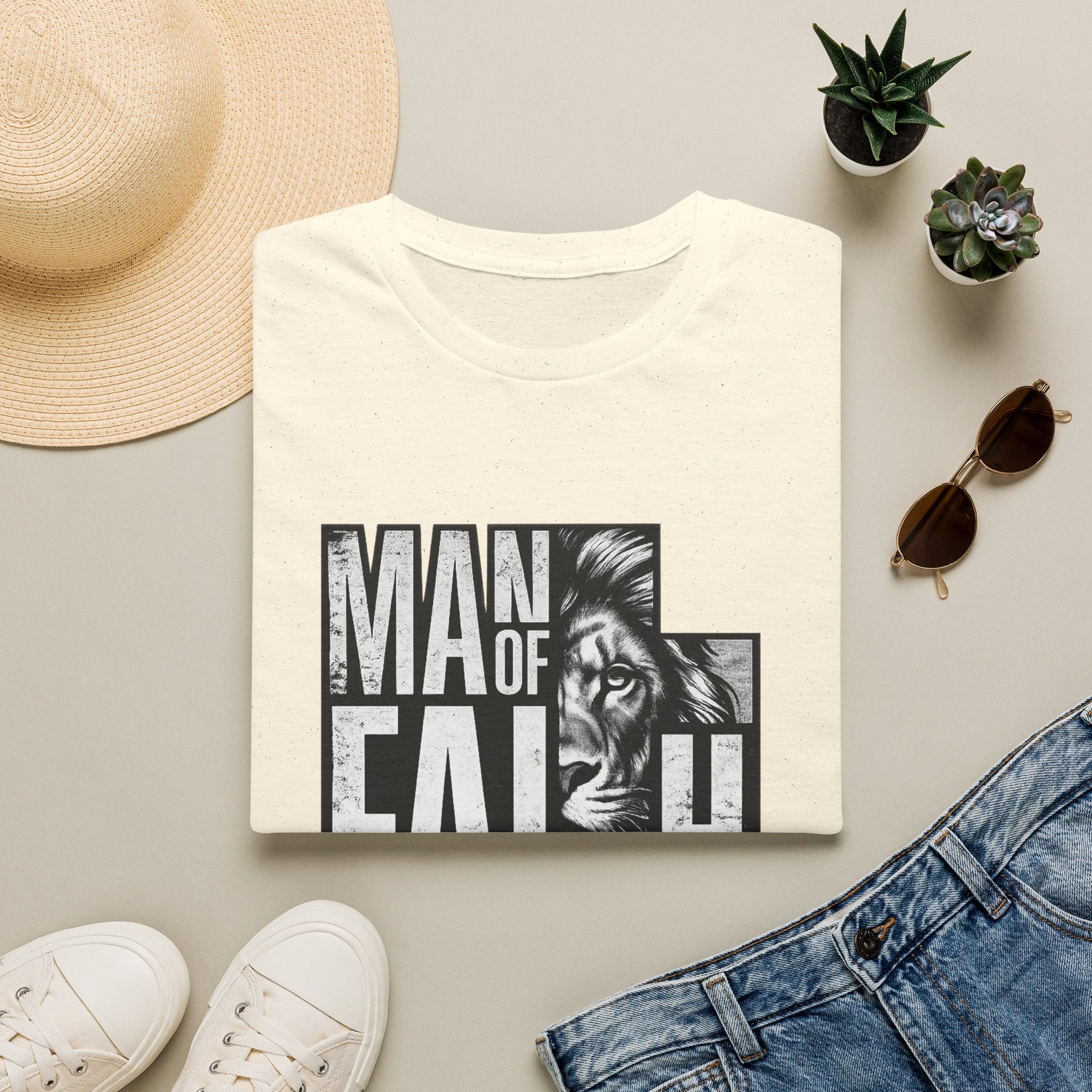 Man of Faith lion graphic T-Shirt