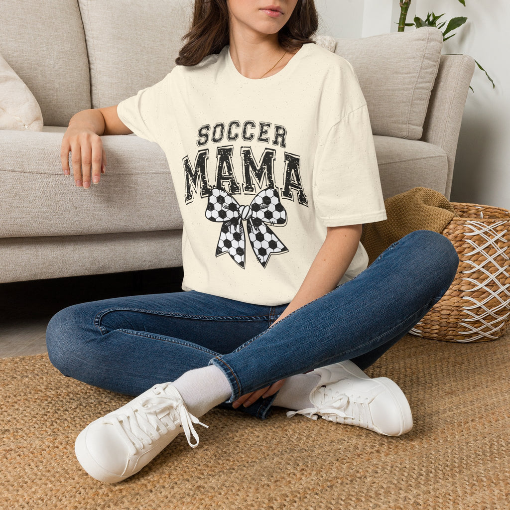 Sports Mom Tee, Soccer Ball Bow Design